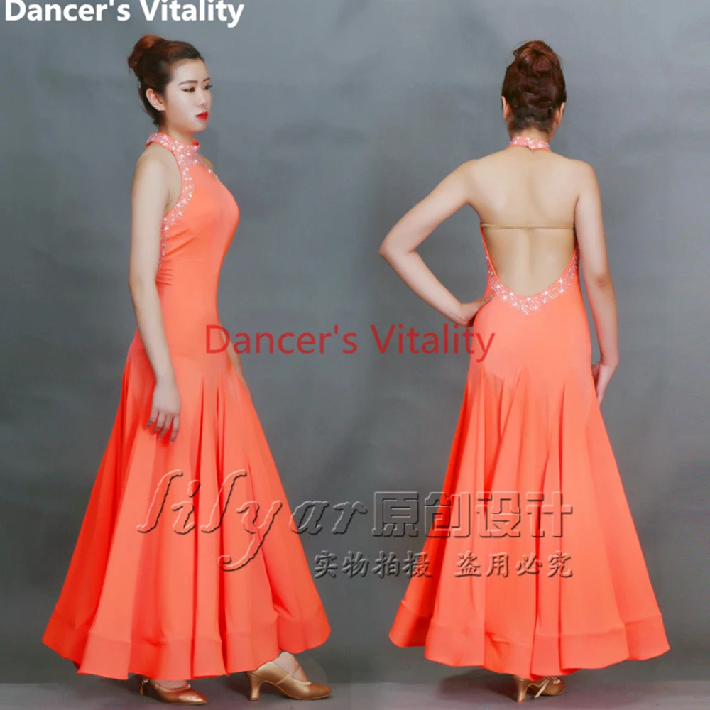 Элегантные Бальные Танцевальные Костюмы с открытой спиной без рукавов бальное