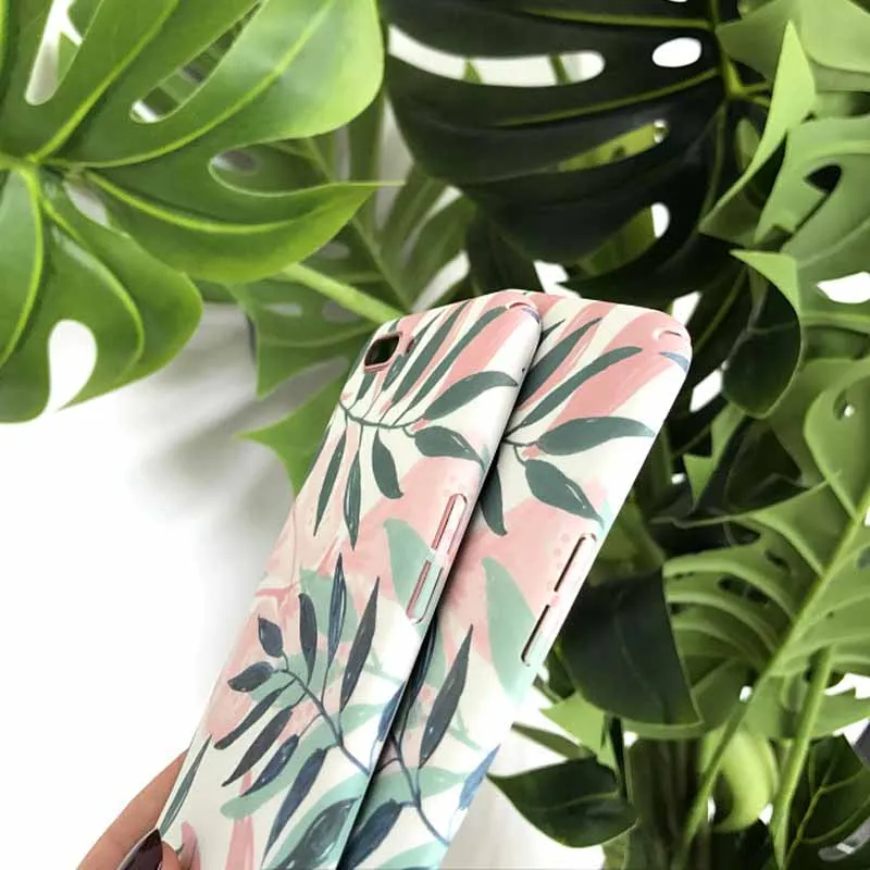 JIBAN Korean style fresh leaves Phone Case for oppor iphone R9 R9S 9Rplus R9Splus R11s R11splus OPPO A57 A59 A79 A83 Cover |