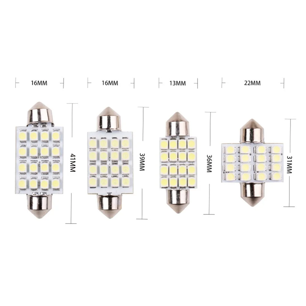 500 Pcs/Lot C5W 12V DC 3528 1210 16 SMD 31mm / 36mm 39mm 41mm Festoon Dome LED Light Bulbs Mix Size Led Roof Lights | Автомобили и