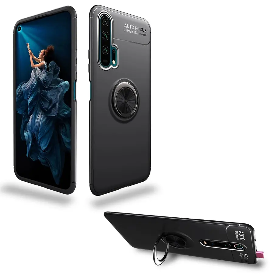 Мягкий чехол из ТПУ для телефона HUAWEI honor 20/honor 20 Pro с кольцом-держателем и вращением