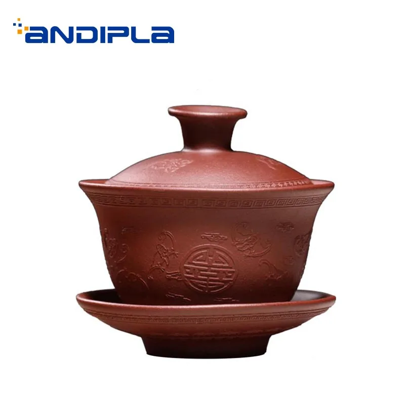 Исин фиолетовая глина Gaiwan все ручной работы натуральная миска для чая Zisha с