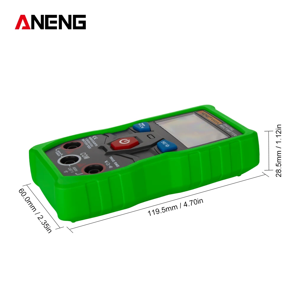 Цифровой мультиметр V02A True RMS 4000 отсчетов Мини Авто Диапазон HD подсветка экран
