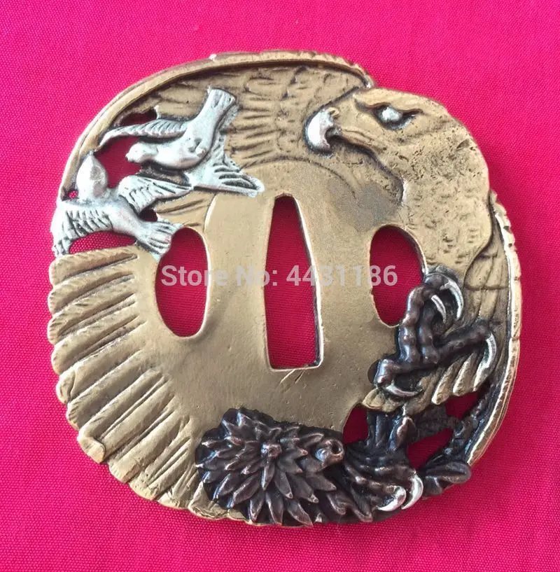 27 разница стиль высокое качество Медь японский меч самурая Tsuba Кашира/Fuchi Menuki Катана DIY установки набор - Цвет: A28