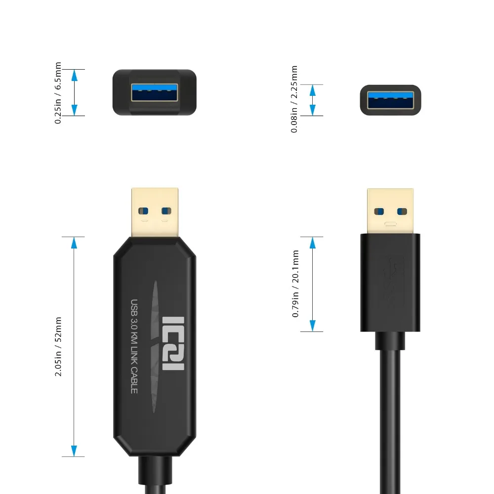 ICZI 1 5 м USB к 3 0 кабель Папа папа Передача данных удлинитель Smart KM Link для Windows 8 7 Vista XP