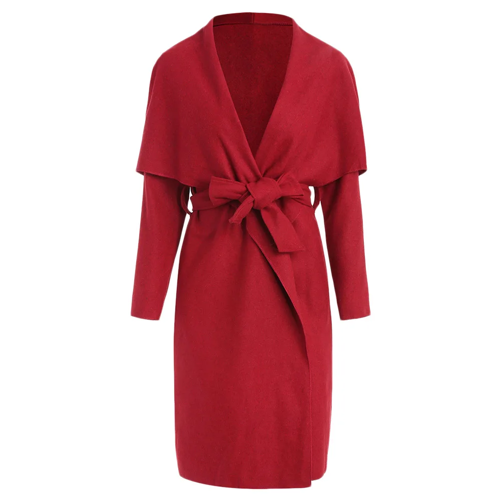 VESTLINDA длинный плащ женская одежда драпированный шалевый воротник с длинным