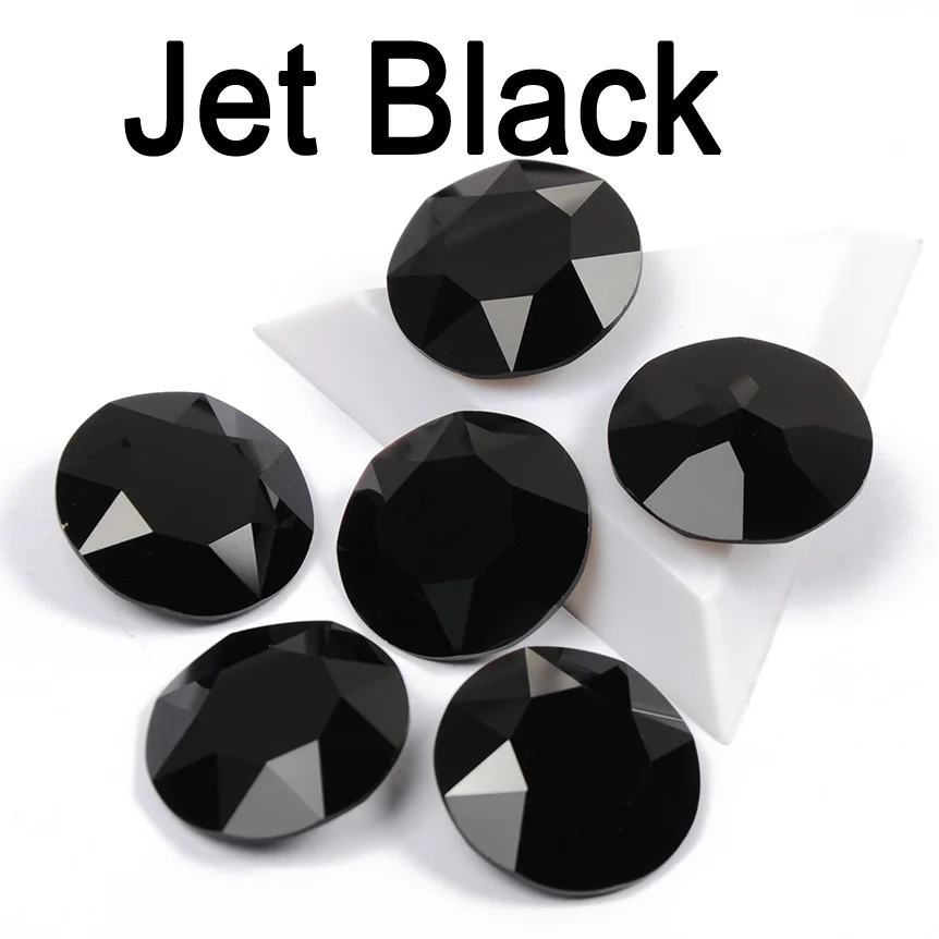 Jet Blank Красочные цвета 27 мм Блестящий Кристалл пришить стразы с когтями камни круглые стеклянные стразы Diy сумки одежда - Цвет: Jet Blank