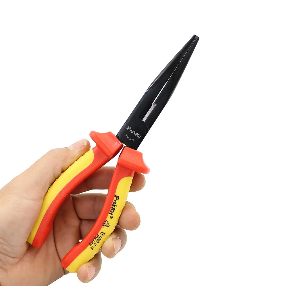 

PM-918 Pro'skit High Voltage Insulation Long Nose Pliers (200mm) Electrician Hand Tools Electrical Wire Pliers Stripper Cutter
