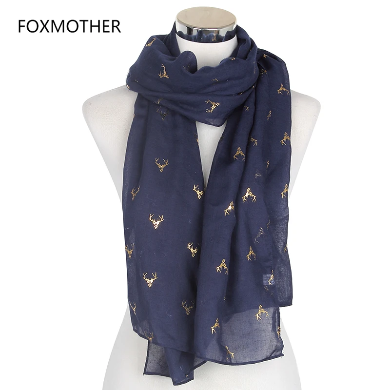 Женский шарф FOXMOTHER новый дизайн 2019 года с принтом головы оленя цвета: металлик