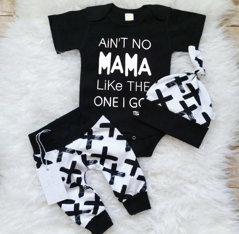 

3Pcs Newborn Baby Boys Girl Cotton Tops Romper Pants Leggings Outfits Clothes Fashionable Newest Cotton Suits
