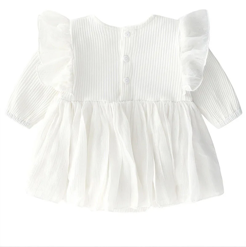 New Spring Baby Girl Thread Cotton Lace Tutu Dress With Cap White Princess Cute Dresses Infant Girls Clothes Born 3m 6m 1t Gift