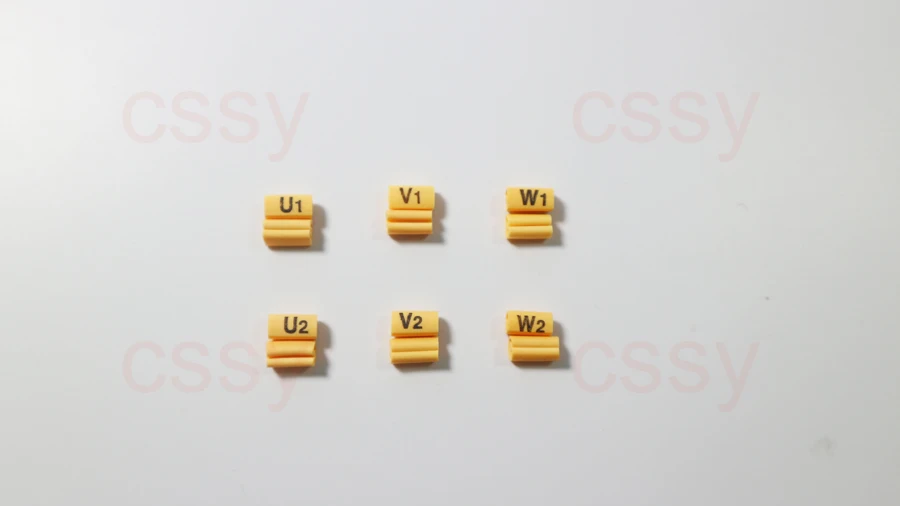 

200PCS 35-50mm2Motor number cable marker U1 V1 W1 U2 V2 W2 yellow