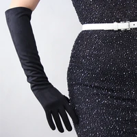 suede long gloves 50cm matte black frosted sanding emulation leather faux sheepskin female suede gloves free shipping wjp16