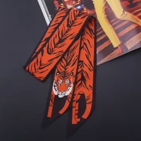 2018 new animal series scarf print women silk scarf fashion head scarf brand small tie handle bag ribbons small long scarves