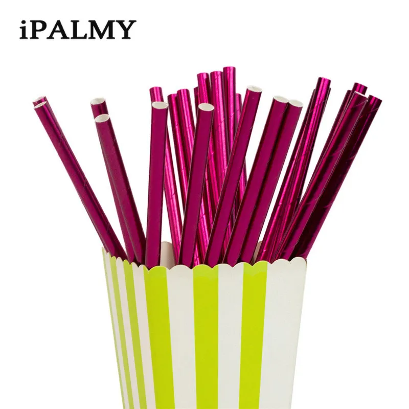 200 шт. металлическая Золотая фольга бумажные соломинки серебряная соломенная