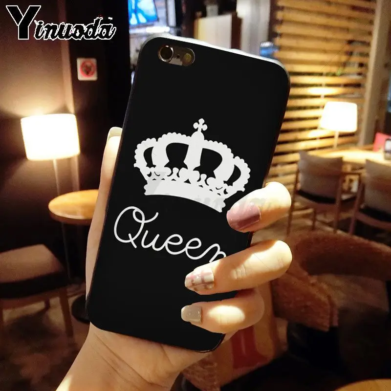 Yinuoda King Queen фото Мягкий силиконовый чехол для iphone 8 7 6 6S Plus 5 5S SE XR X XS MAX Coque