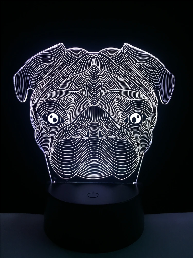 3D милая собака Goggy Shar Pei Форма собаки светодиодный светильник ночник для ребенка