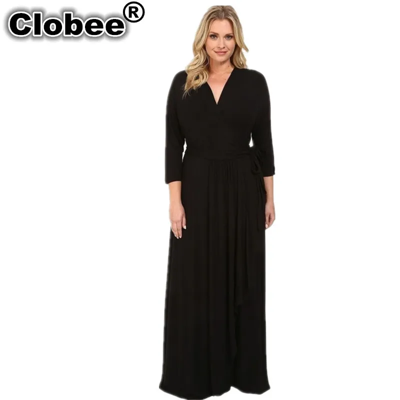Женское платье макси Clobee винтажное длинное вечернее с v образным вырезом большие