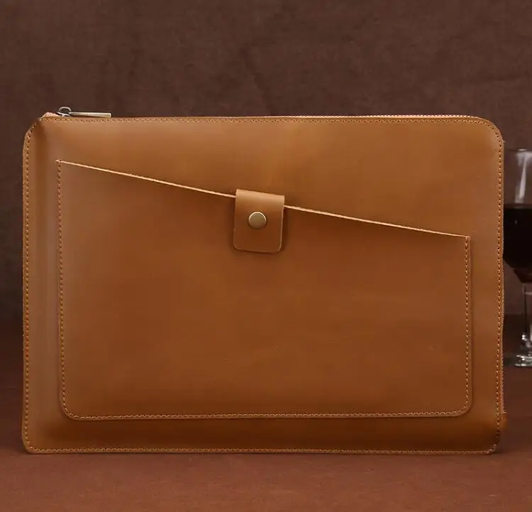 brown 12 inch Водонепроницаемый из натуральной яловой кожи 13 дюймов и 15 дюймов Macbook air ipad внутренний вкладыш планшет Защитная куртка для чехол для ноутбука - Цвет: brown 12 inch