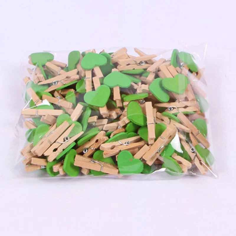 6green Сердце 30x4 мм DIY много цветов большие деревянные подножки для одежды прищепки зажимы офисные декоративные аксессуары для вечеринок фото подвешенные подножки - Цвет: 6green
