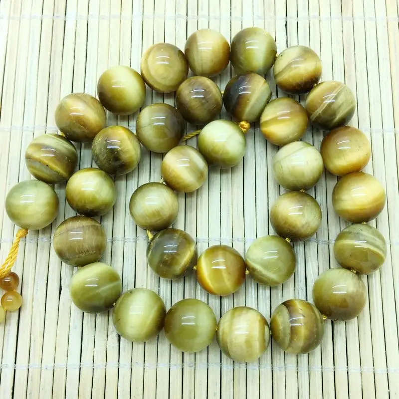 Натуральная каменная бусина из тигрового глаза с золотистым оттенком, шарообразная, гладкая, 6 мм, 8 мм, 10 мм, 12 мм, для создания украшений своими руками.