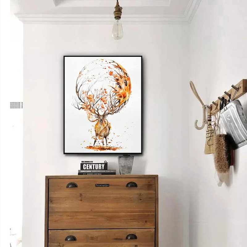 Moose Nordic mythology hand-painted watercolor modern european-style home | Дом и сад