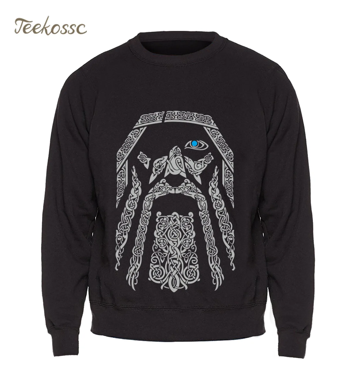 Мужская толстовка Odin Vikings винтажная с капюшоном и вырезом лодочкой теплая