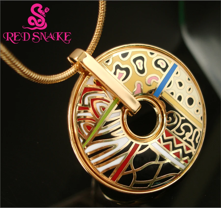 Ожерелье с подвеской в виде Красной змеи новый стиль цвет розовое золото круглый