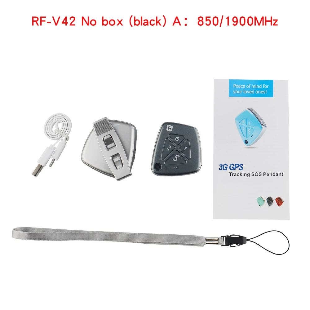 No box(black) A Высокое качество Мини Размер 3G WCDMA персональные дети gps трекер RF-V42 SOS Будильник Говорящие часы гео-забор История воспроизведения пути - Цвет: No box(black) A