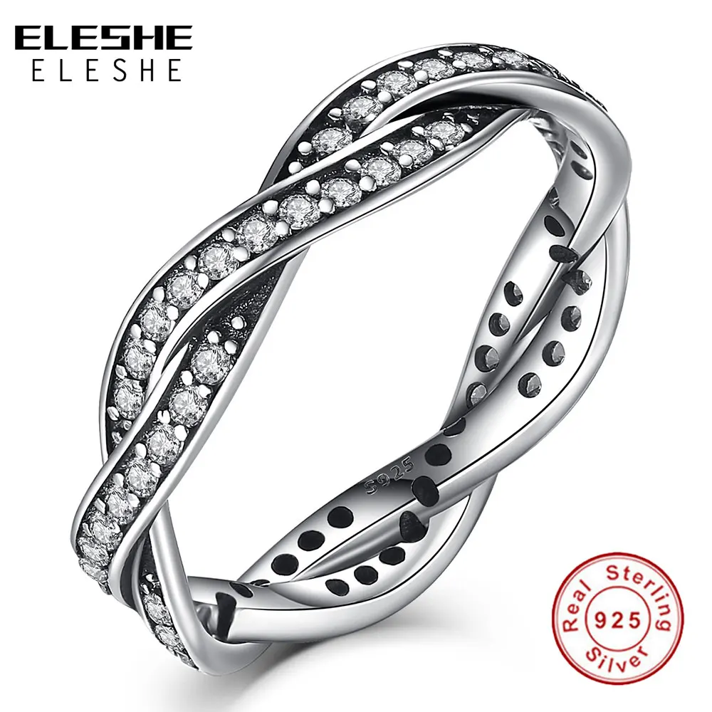 Женские Классические кольца ELESHE из серебра 925 пробы с фианитами для помолвки и