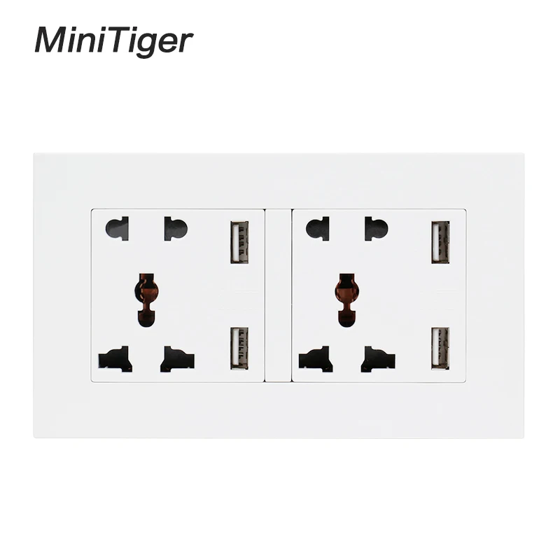 Настенная розетка Minitiger с 5 отверстиями и 4 USB портами|Электрические розетки| |