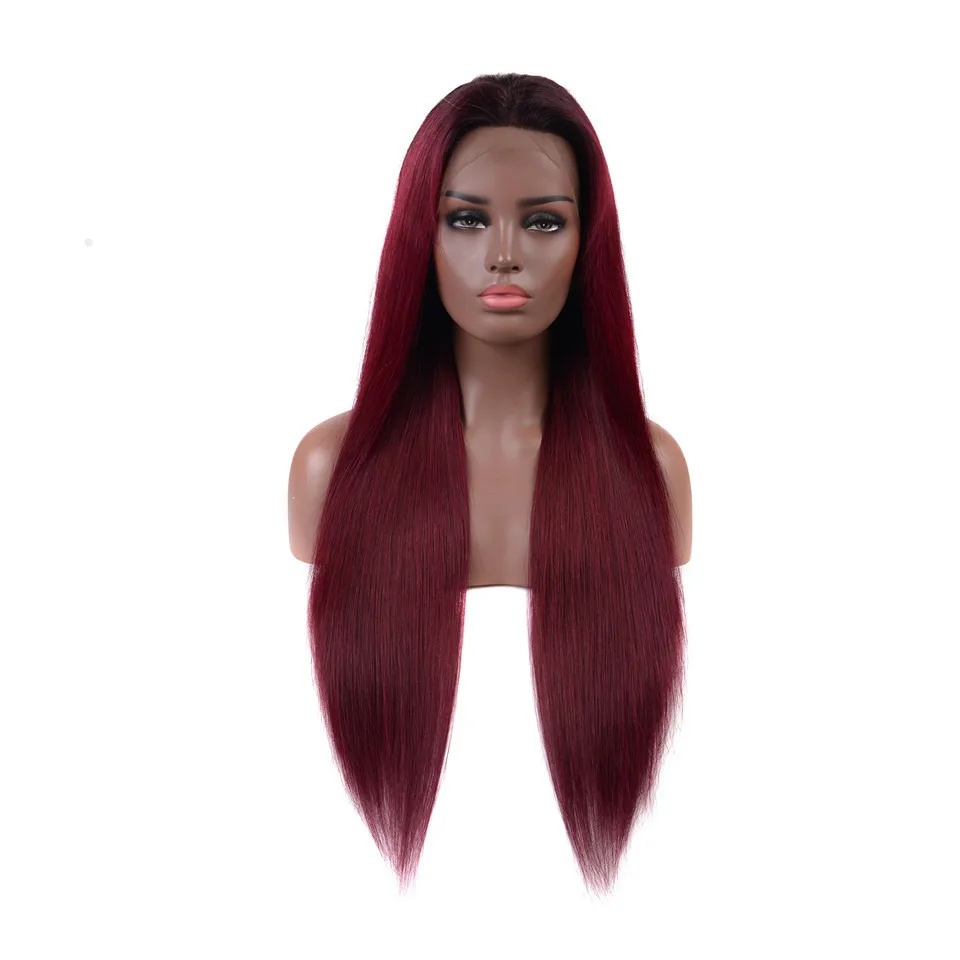 Halo Lady Beauty 13x4 T1B/99J 1B/27 красные укорененные кружевные передние парики бразильские