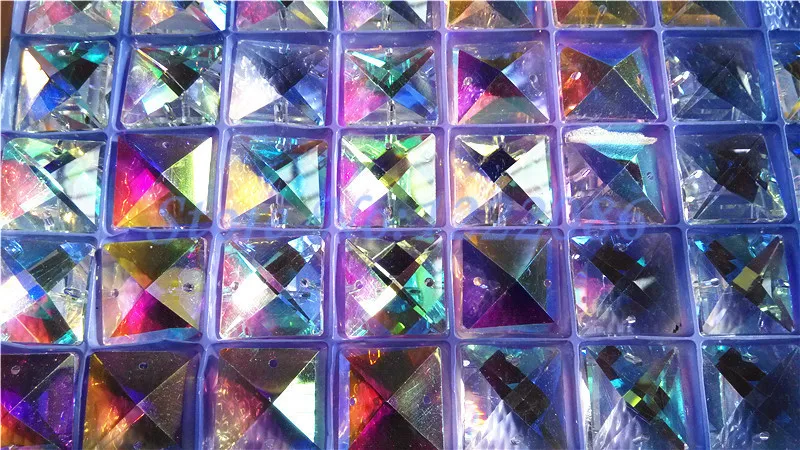 100 шт 22 мм AB стеклянные хрустальные Квадратные бусины призмы люстра части лампы с