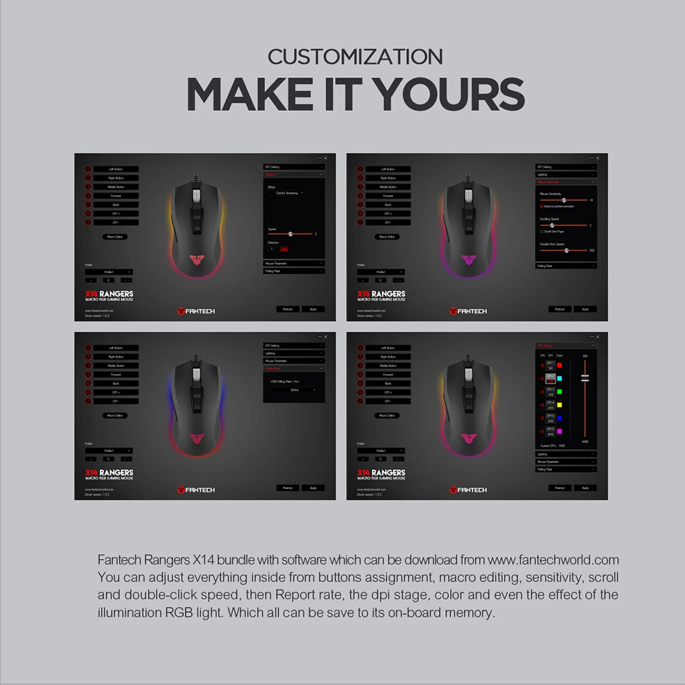 Новинка! Fantech X14 игровая мышь проводная USB 7 кнопок RGB светильник 4000 dpi Профессиональный игровой чип esport игровая мышь для геймера