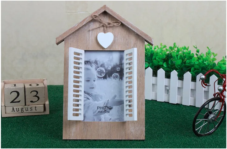 

6 Inch Wood Photo Frame Countryside Style Picture Frames Home Office Decoration