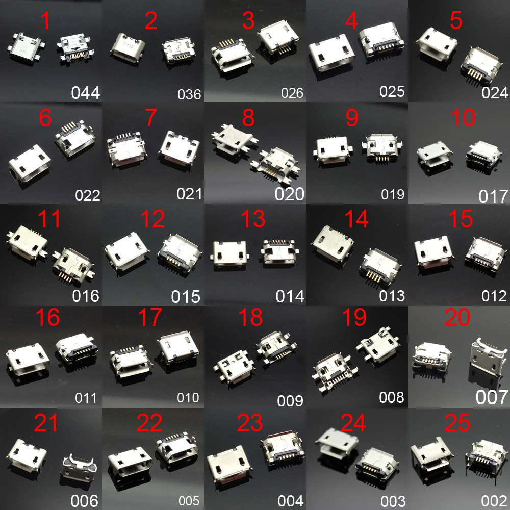 25 моделей Micro usb-разъема очень распространенный зарядный порт для Samsung ZTE Huawei Lenovo