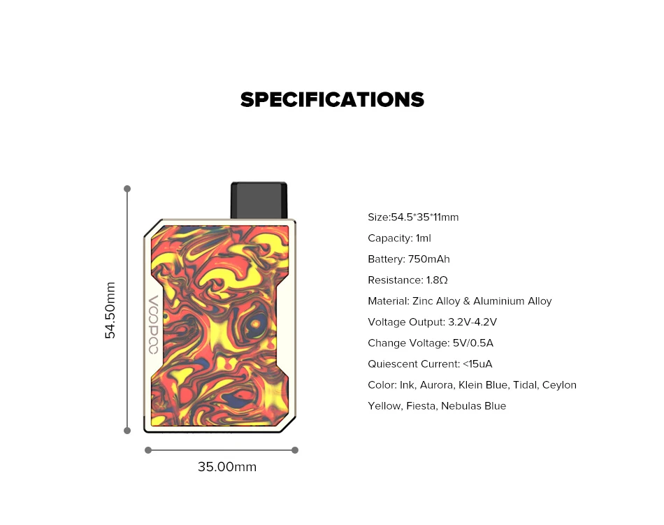 VOOPOO, набор для Vape 750 мАч, аккумулятор 1 мл, картридж GENE chip, AIO Vape Pod Vaping Devices VS DRAG 2 Mico Kit