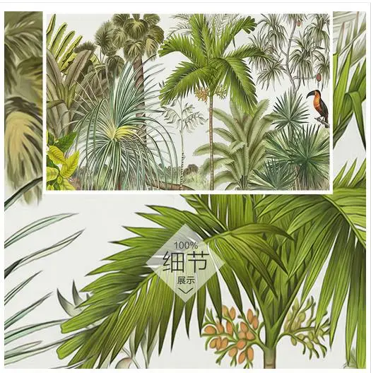 

Custom photo wallpapers 3d murals wallpaper for walls 3 d European style hand drawn tropical rainforest TV background wall paper