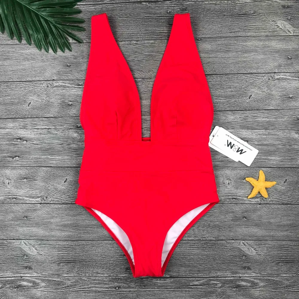 Sexy Multicolor bird print V Neck Push Up Padded High Waist One Piece swimsuit Swimwear Women Bodysuit Bathing SuitMonokini
