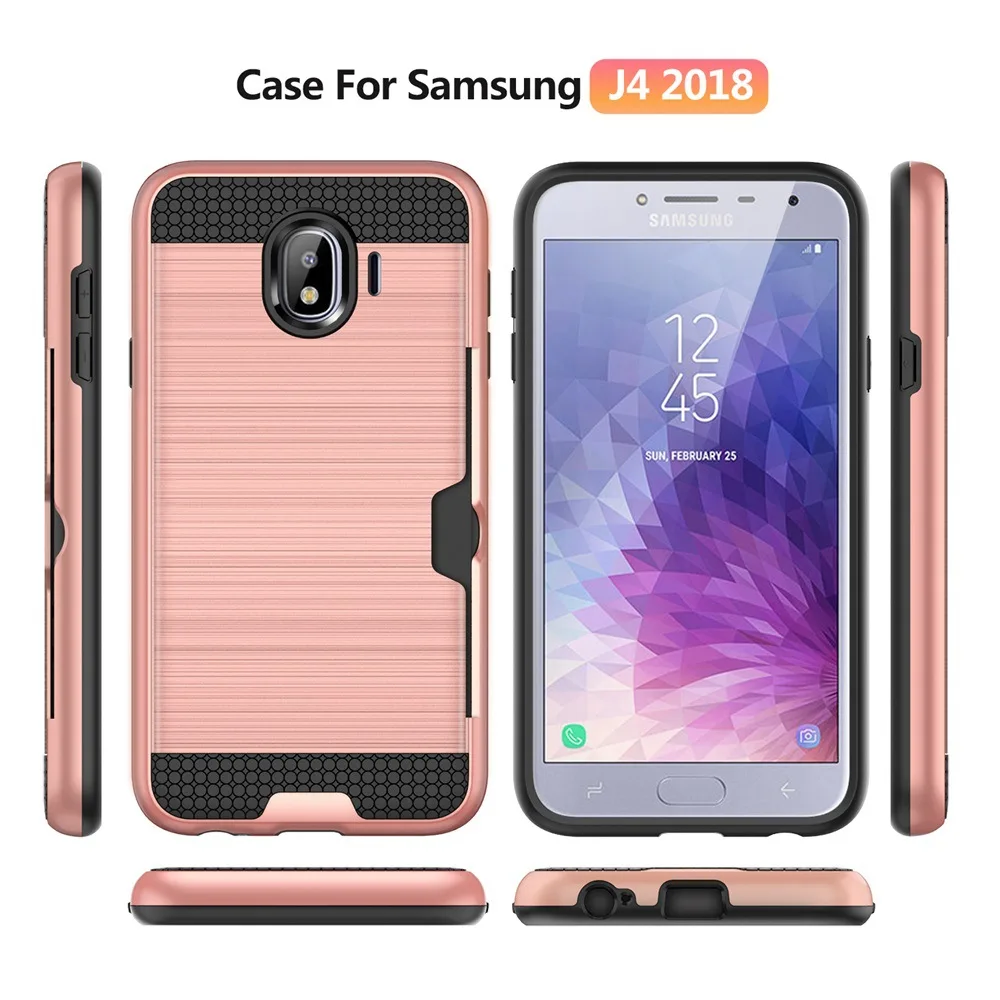 Прочный чехол для Samsung Galaxy J4 2018 металлический корпус с отделением карт