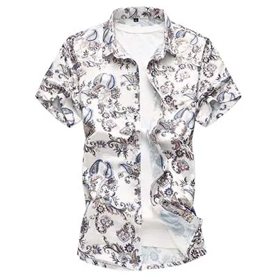 5331 blue LONMMY 5XL 6XL 7XL мужские рубашки в цветах повседневные приталенные Блузы с коротким рукавом мужские рубашки с цветочным принтом camiseta masculina лето - Цвет: 5331 blue