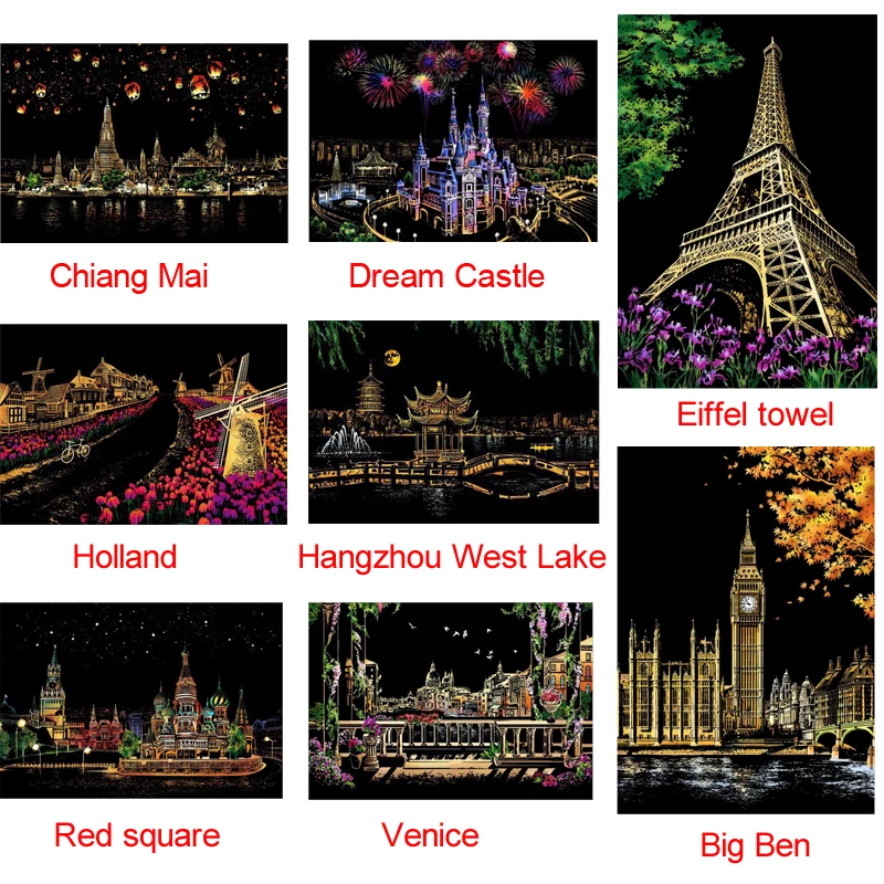 Скребковая живопись декоративная картина Рисование царапин Бумажный мир