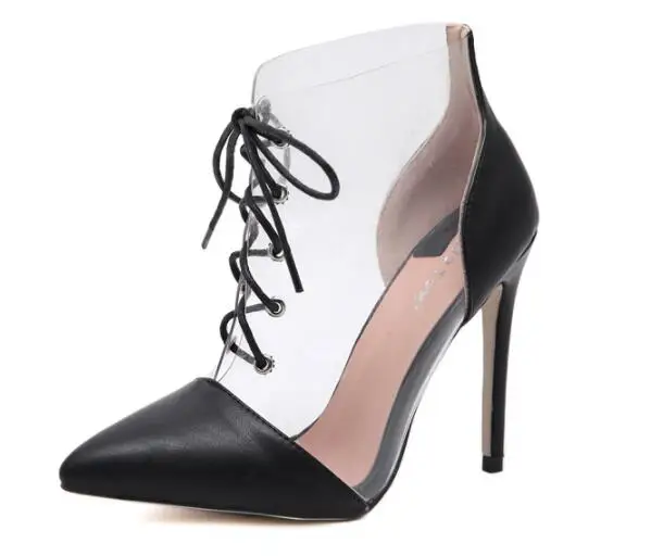 Прозрачные женские летние туфли из ПВХ zapatos mujer босоножки на шнуровке гладиаторы