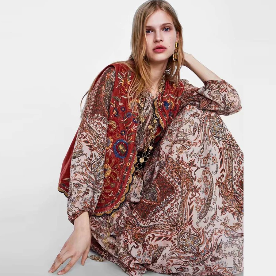 Женская бархатная куртка TEELYNN Boho осенняя Верхняя одежда без рукавов с цветочными