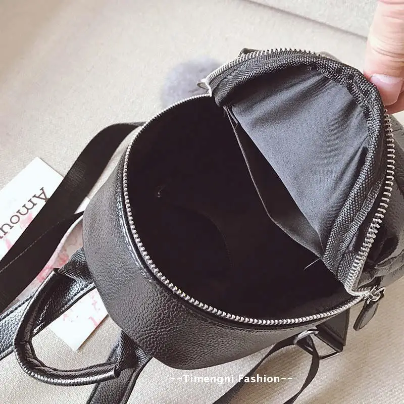 Рюкзак из искусственной кожи с помпоном для волос, женские рюкзаки Mochila для путешествий, школьные сумки для девочек, мини-рюкзак bolsas femininas