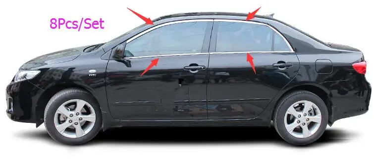 silver Автомобиль палку нержавеющая сталь, стекло гарнир столб средней колонке отделкой для Защитные чехлы для сидений, сшитые специально для Toyota Corolla Altis 2008 2009 2010 2011 2012 2013 - Цвет: silver