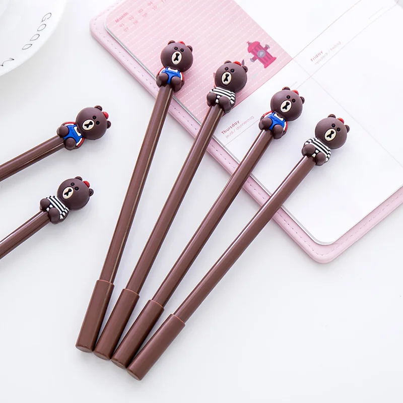 1 шт. Черная гелевая ручка с милым медведем креативная мультяшная черная