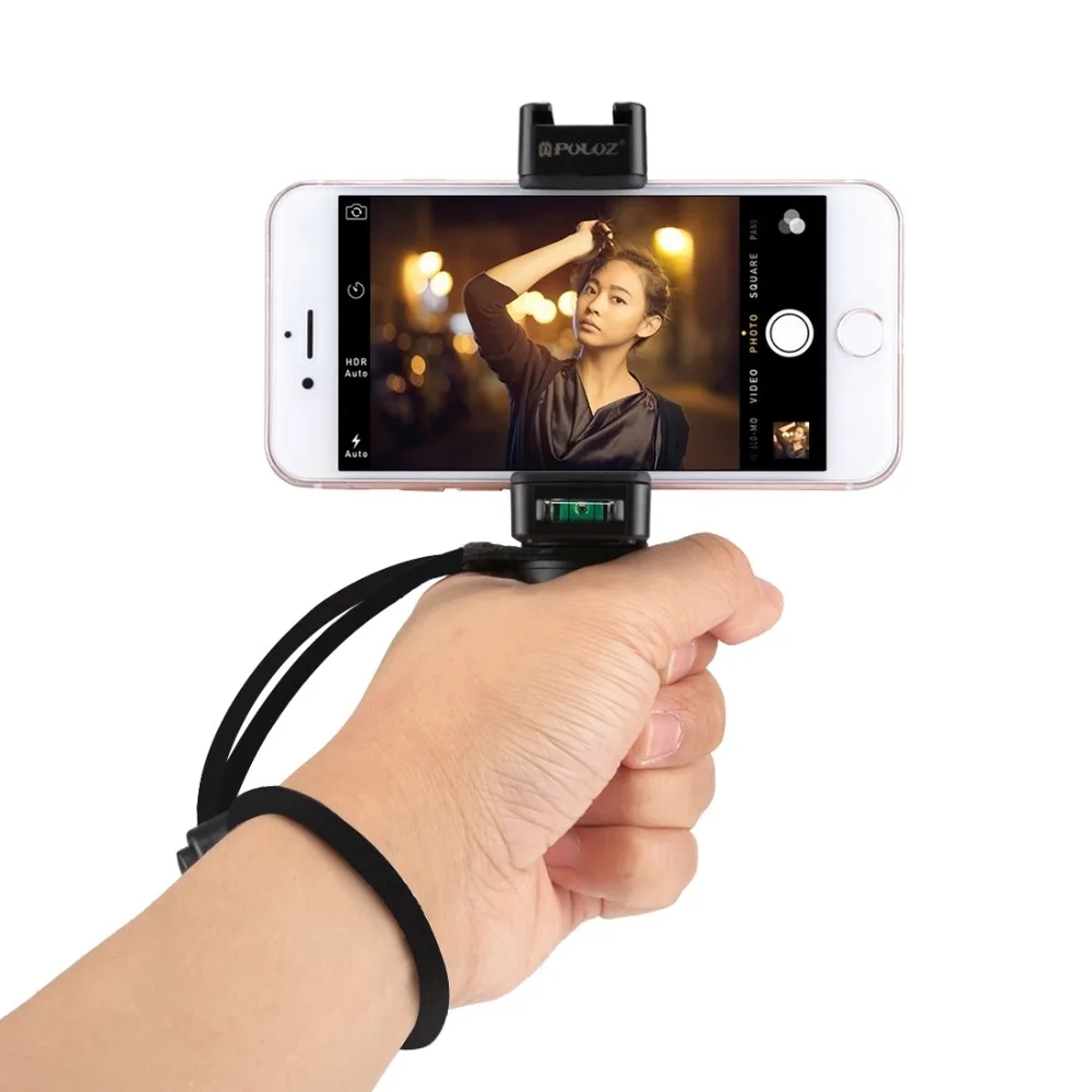 PULUZ F-Mount ручка для смартфона с ремешком на запястье, адаптер для крепления штатива и Холодный башмак для Led видео светильник и Microp
