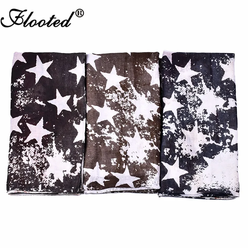 2018 печатных длинными Шарфы для женщин Для Винтаж флаг звезды шарфы дам с высокой