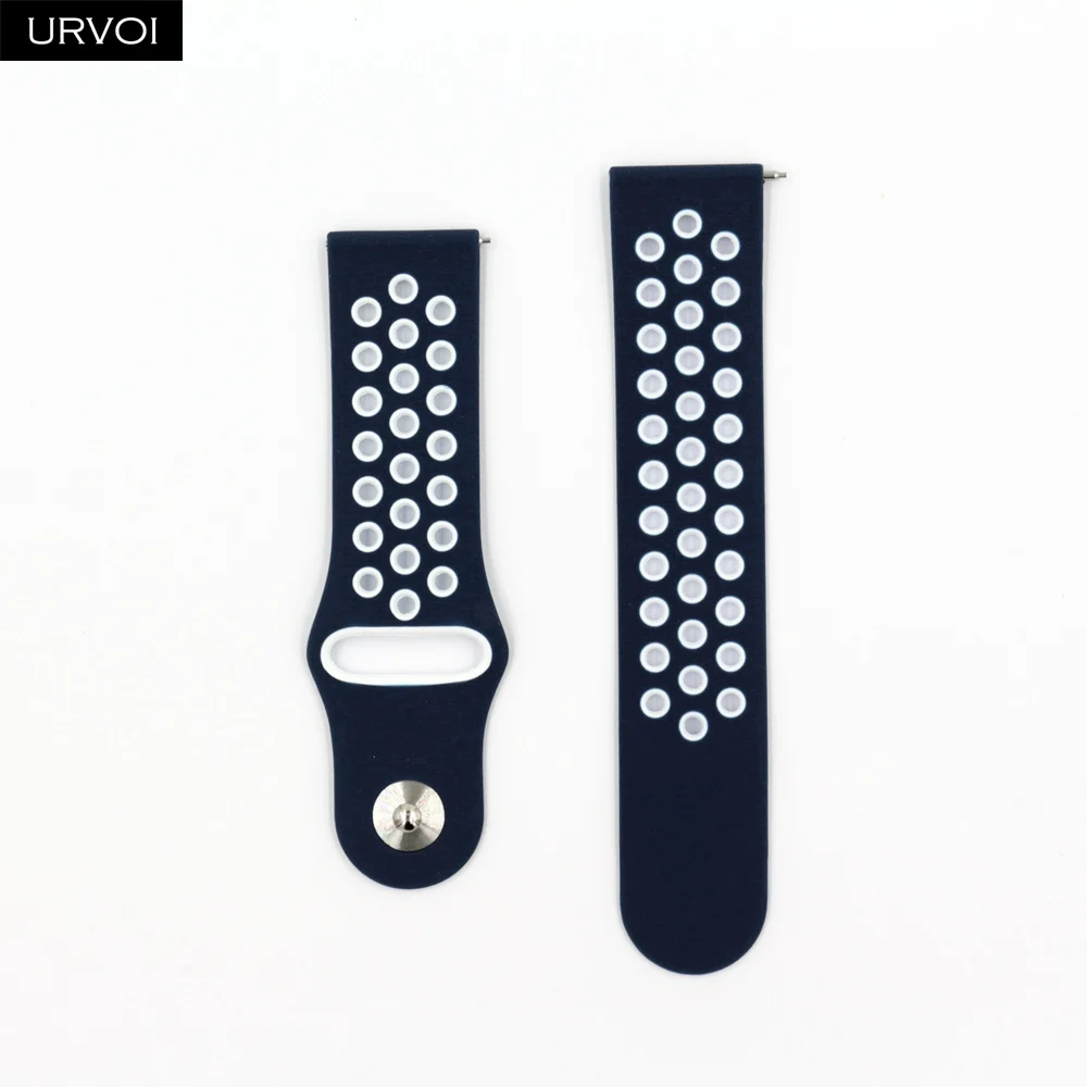 D Blue White URVOI для Galaxy Watch Active/42/46 мм gear sport Силиконовый ремешок быстроразъемные контакты мягкий сменный 22 мм/20 мм - Цвет ремешка: D Blue White