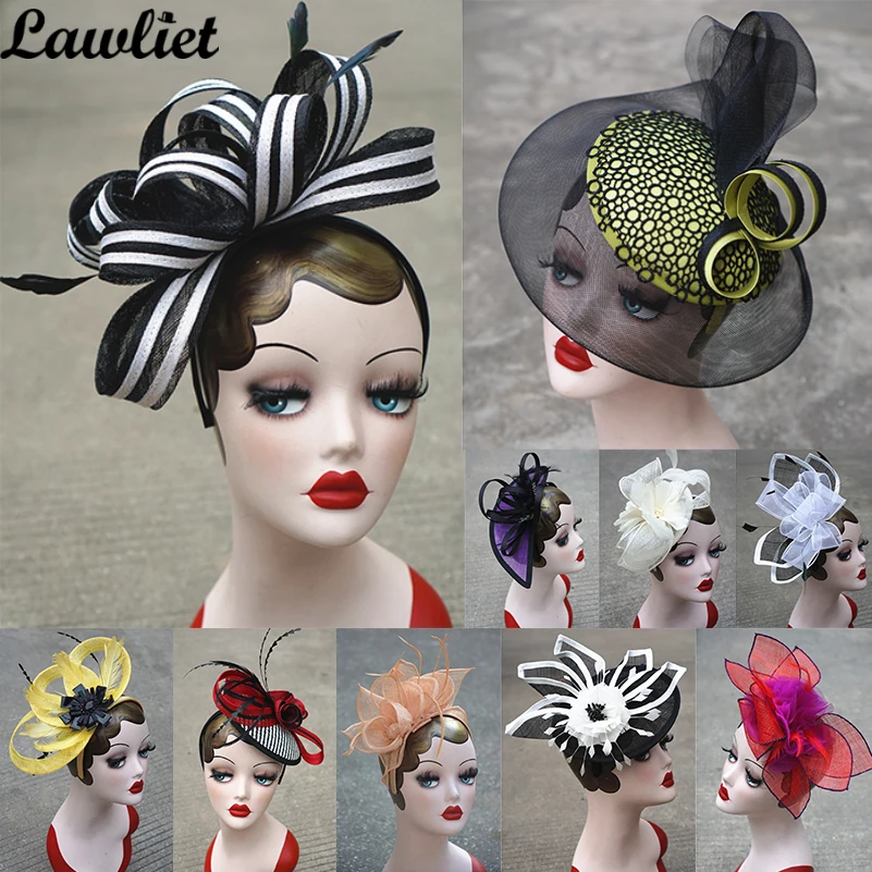 

Random sending 10pcs Women Fascinator Hat Fancy Sinamay Hat for Kentucky Derby Wedding Party Race Ladies Headwear 10pcs